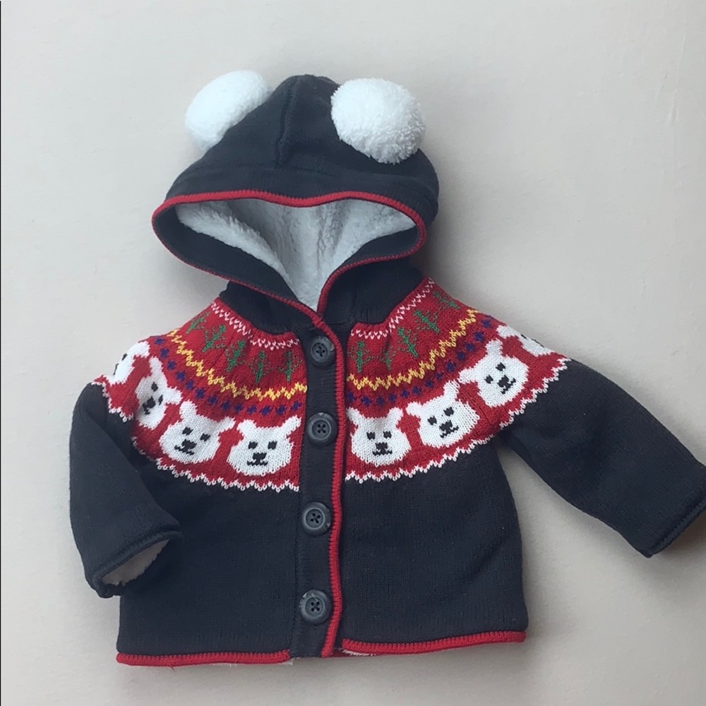 Hanna Andersson Bear Fleece-Lined Sweater Coat